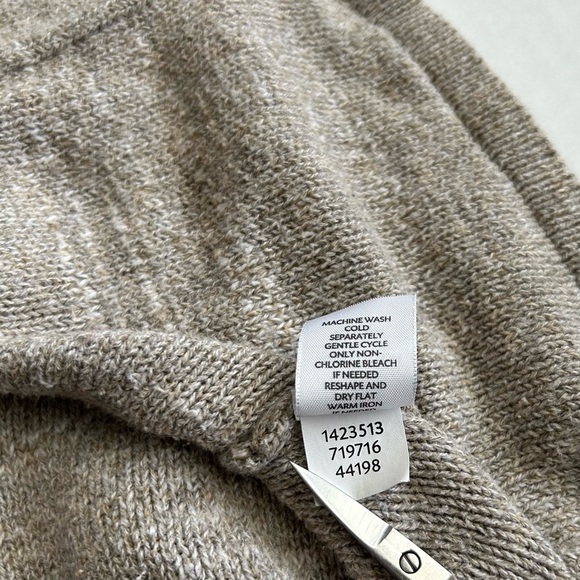 J. Jill Pure Jill Women's Tan 100% Cotton V-Neck Sweater with Front Pouch Pocket - Picture 10 of 12